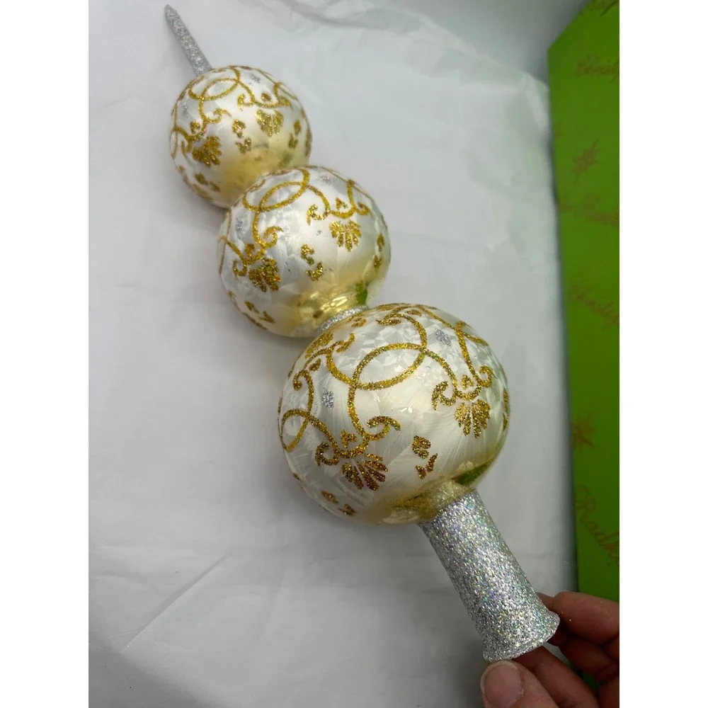 Christopher Radko White‎ Fascination Finial Tree Topper 1012614 16.5